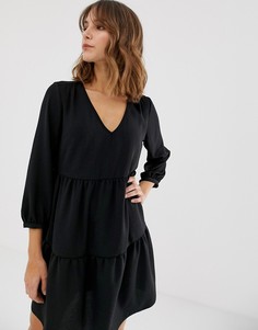 Свободное ярусное платье черного цвета New Look - Черный