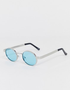 Серебристые солнцезащитные очки с бирюзовыми стеклами ASOS DESIGN - Серебряный