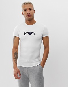 Узкая белая футболка для дома с логотипом Emporio Armani - Белый