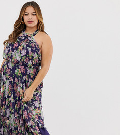 Плиссированное платье миди с цветочным принтом ASOS DESIGN Curve - Мульти