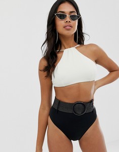 Черные плавки бикини с ремнем и высоким вырезом по бедру ASOS DESIGN - Черный