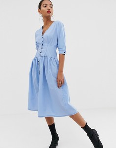 Хлопковое платье миди ASOS DESIGN - Синий