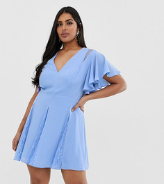 Платье мини с кружевными вставками ASOS DESIGN Curve - Синий