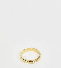 Серебряное позолоченное кольцо с гравировкой и кристаллами ASOS DESIGN - Золотой