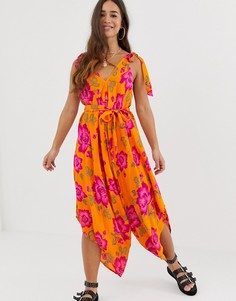 Пляжный комбинезон с цветочным принтом и завязками на плечах ASOS DESIGN - Мульти