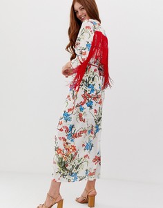 Платье миди с запахом и тропическим принтом Glamorous - Мульти