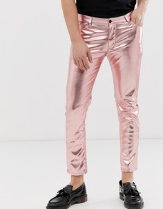 Розовые джинсы скинни из искусственной кожи с эффектом металлик ASOS DESIGN - Розовый
