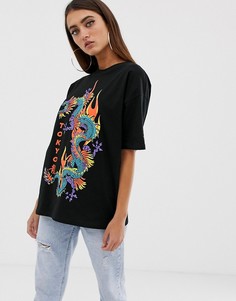Oversize-футболка с принтом дракона ASOS DESIGN - Черный