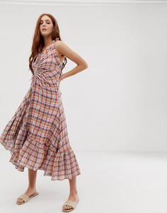 Платье макси с присборенной отделкой спереди Free People Rainbow Dreams - Розовый