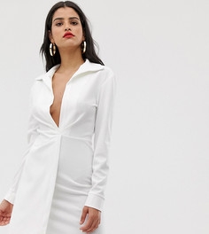 Облегающее платье-рубашка с драпировкой ASOS DESIGN Tall - Белый