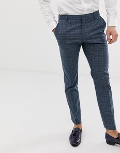 Синие брюки узкого кроя в клетку Selected Homme - Темно-синий