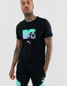 Черная футболка с логотипом Puma x MTV - Белый