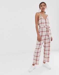 Повседневный комбинезон в клетку с пуговицами ASOS DESIGN - Мульти