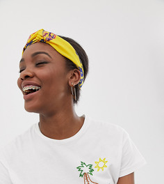 Желтая повязка на голову с цветочным принтом ASOS Made In Kenya - Мульти