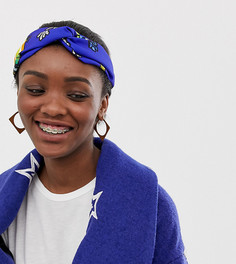 Синяя повязка на голову с цветочным принтом ASOS Made In Kenya - Мульти