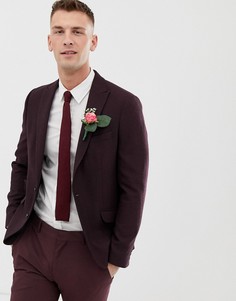 Бордовый приталенный блейзер с добавлением шерсти ASOS DESIGN wedding - Фиолетовый