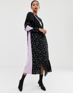 Платье с цветочным принтом и плиссированными вставками ASOS WHITE - Мульти