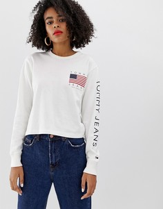 Лонгслив с логотипом-флагом Tommy Jeans - Белый