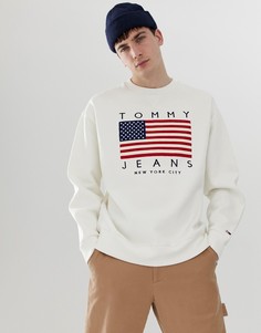 Белый свитшот с круглым вырезом и логотипом Tommy Jeans US Flag Capsule - Белый