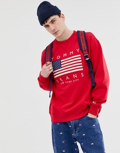Красный свитшот с круглым вырезом и логотипом Tommy Jeans - Красный