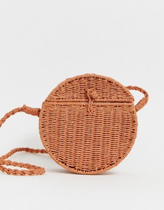 Круглая плетеная сумка через плечо Pull&Bear - Коричневый