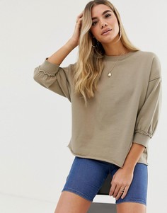 Выбеленный свитшот цвета хаки с широкими рукавами ASOS DESIGN - Зеленый