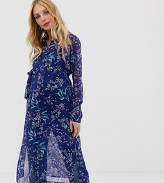 Длинная рубашка с цветочным принтом для беременных Mamalicious - Синий Mama.Licious