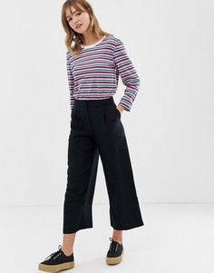 Черные широкие укороченные брюки Monki - Черный