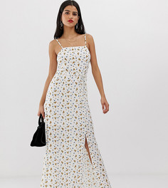 Платье макси с квадратным вырезом и цветочным принтом Vero Moda Tall - Кремовый