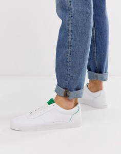 Белые кроссовки с зеленой отделкой Bershka - Белый