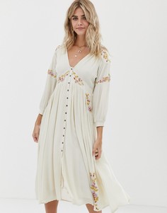 Платье миди с вышивкой Free People Day Glow - Белый