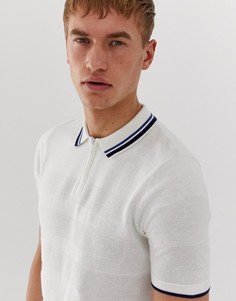 Белое трикотажное поло с полосками Burton Menswear - Белый