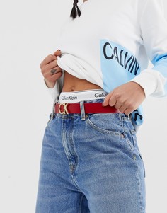 Кожаный ремень с логотипом Calvin Klein - Мульти