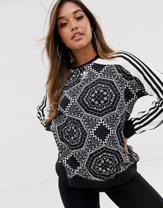 Черный лонгслив с принтом adidas Originals - Черный