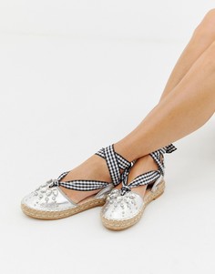 Эспадрильи с эффектом металлик и отделкой Glamorous - Серебряный