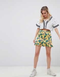 Юбка с принтом ананасов Glamorous - Желтый