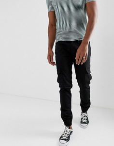 Узкие брюки карго с манжетами Threadbare - Черный