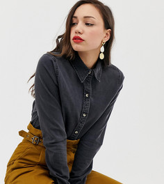 Джинсовая приталенная рубашка черного цвета в стиле вестерн ASOS DESIGN Tall - Черный