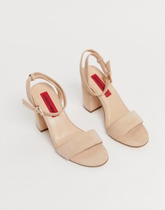 Босоножки на блочном каблуке London Rebel barely there - Бежевый