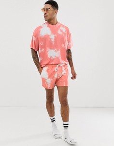 Короткие светло-розовые шорты для плавания с принтом тай-дай ASOS DESIGN - Оранжевый