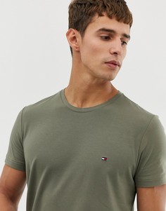 Футболка оливкового цвета с логотипом-флагом Tommy Hilfiger - Зеленый