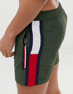 Шорты для плавания с затягивающимся шнурком и отделкой лентой Tommy Hilfiger - Зеленый