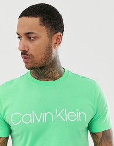 Зеленая футболка с логотипом и круглым вырезом Calvin Klein - Зеленый