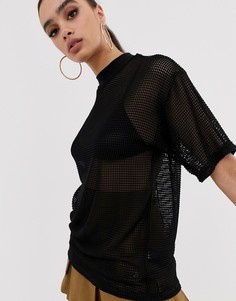 Oversize-футболка из сетки ASOS DESIGN - Черный