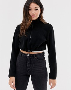 Укороченный флисовый топ с молнией ASOS DESIGN - Черный