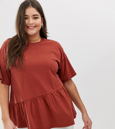 Выбеленный свободный топ с асимметричным краем ASOS DESIGN Curve - Коричневый