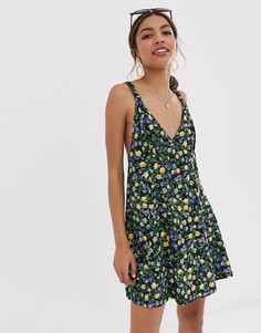 Свободный сарафан мини с цветочным принтом ASOS DESIGN - Мульти