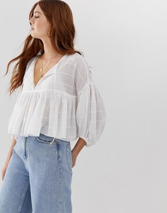 Блузка с пышными рукавами на манжетах Free People Beaumont Mews - Белый