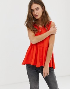 Майка с баской Free People Anytime - Красный