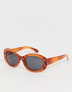 Овальные солнцезащитные очки в черепаховой оправе Monki - Коричневый